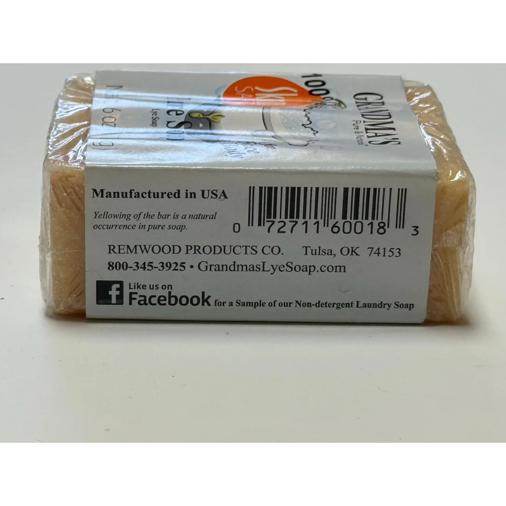 Women's GRANDMA'S Pure Soap Lye Soap Bar 6 Oz / 170g ( New / Sealed )